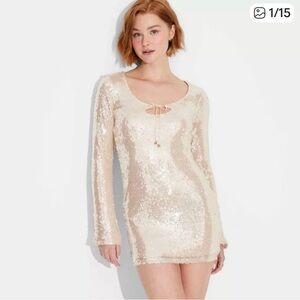 Sequin Long Sleeve Mini Dress